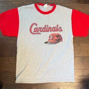 Vtg St. Louis Cardinals Mens L T-Shirt Retro Vintage Baseball Cap Ringer Tee Lee